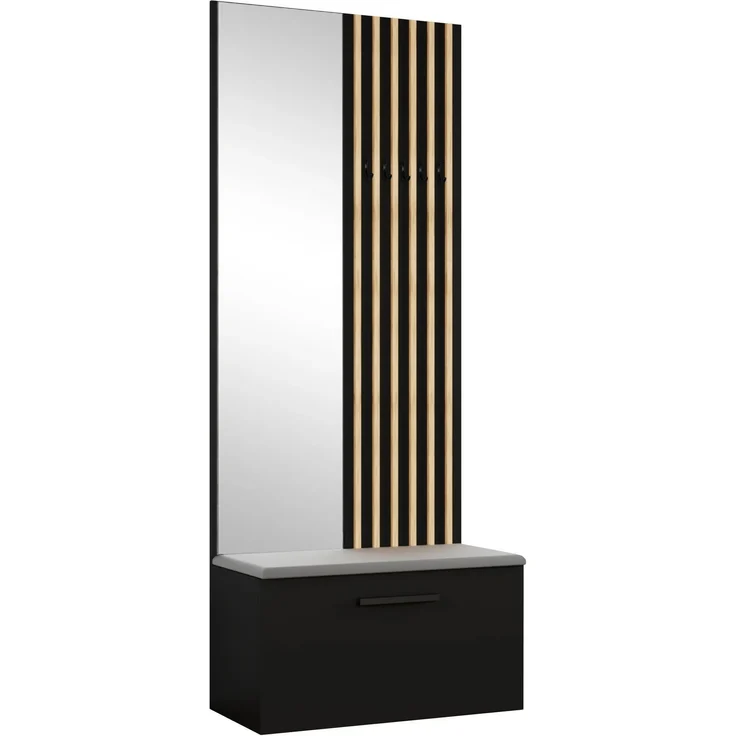 AX LIVING Kleiderschrank mit Spiegel Rosanno II - 80,6 cm Schwarz JS90 – Bild 1