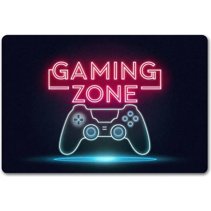 speecheese Fußmatte Gaming Zone Controller Fußmatte in 40x60 cm ohne Rand in Neonschrift