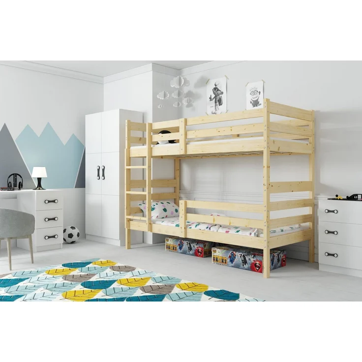 BMS Etagenbett für Kinder Eryk Kiefer mit 2 Matratzen – Bild 2