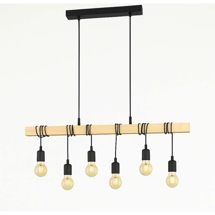 LED Pendelleuchte, Holzbalken Eiche Optik, H 191,5 cm – Bild 1