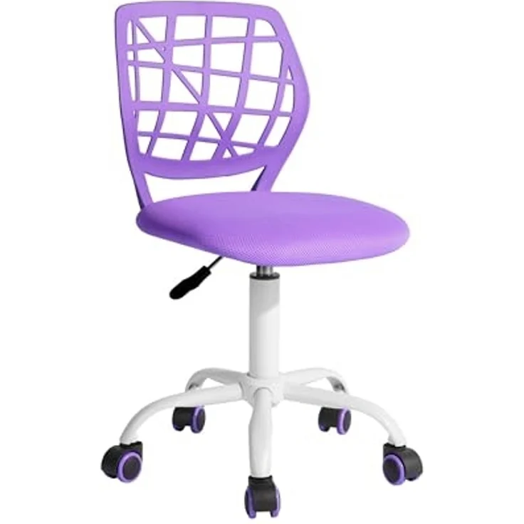 FurnitureR Esszimmer-Drehstühle, 1PC Küchenstuhl, gepolsterter Stuhl, Drehstuhl, bequemer Stuhl mit Rädern, Rückenlehne, armloser Stuhl für Esszimmer, Wohnzimmer, Lila – Bild 1