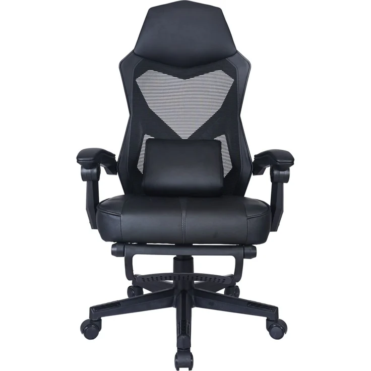 Carryhome 'COLE' Gaming Stuhl, Kunstleder schwarz, 59 x 108 x 56 cm, mit Fußstütze und Lordosekissen – Bild 8