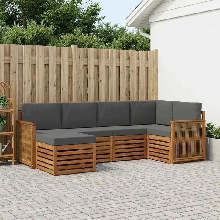 vidaXL Outdoor-Sofagarnitur 6 stk. 5-Sitzer Natur und Anthrazit 3384568