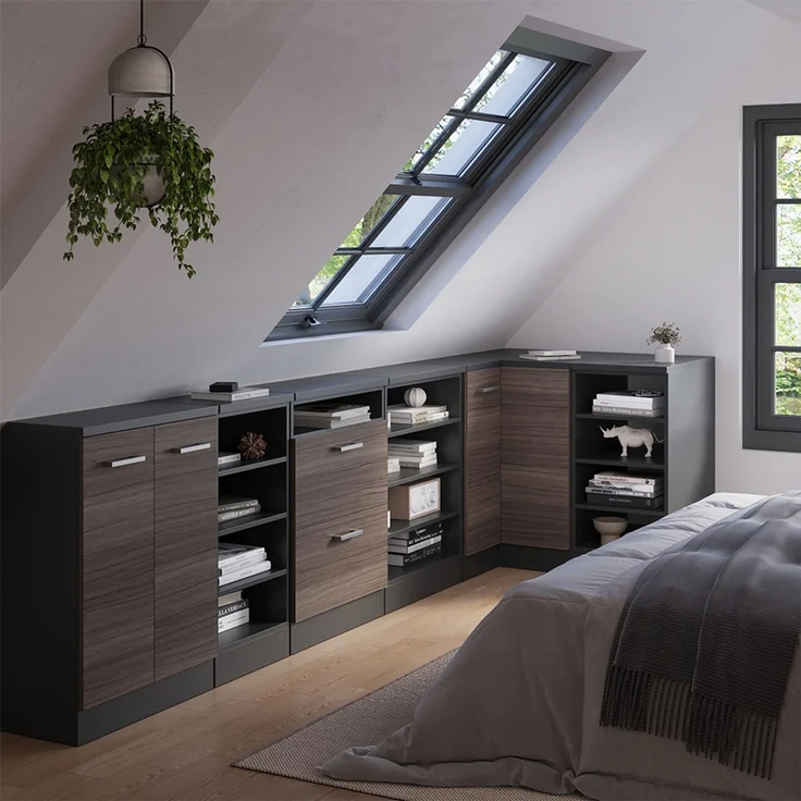 Eck-Küchenschrank für Dachschrägen R-Line Edelgrau 75.6 cm mit 1 Tür, Schrankkorpus 60 cm Tiefe Vicco – Bild 6