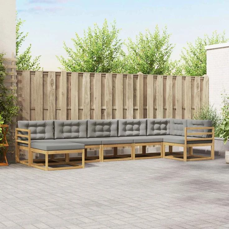 vidaXL Outdoor-Sofagarnitur 7 stk. 7-Sitzer Weiß und Hellgrau 3386745 – Bild 1
