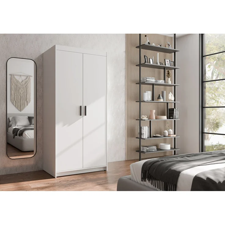 AX LIVING Weißen Kleiderschrank Storicos 2T 89,7cm Breite, 2 türiger – Bild 3