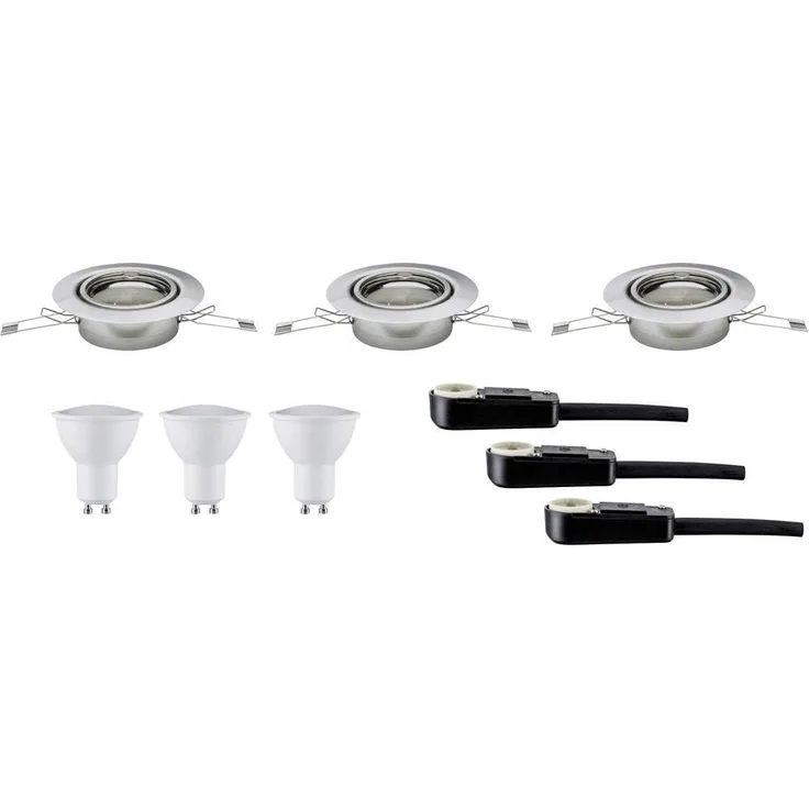 TIP NicePrice Einbauleuchten Set LED schwenkbar 3x3W 230V GU10 51mm Eisen geb12882