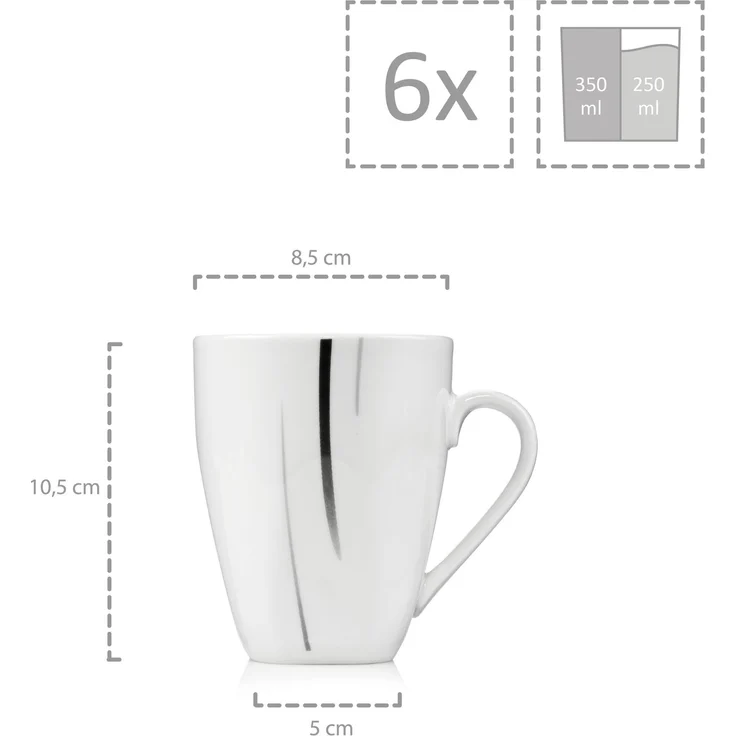 SÄNGER Kaffeebecher Set Bilgola Black Lines 6 teilig – Bild 7