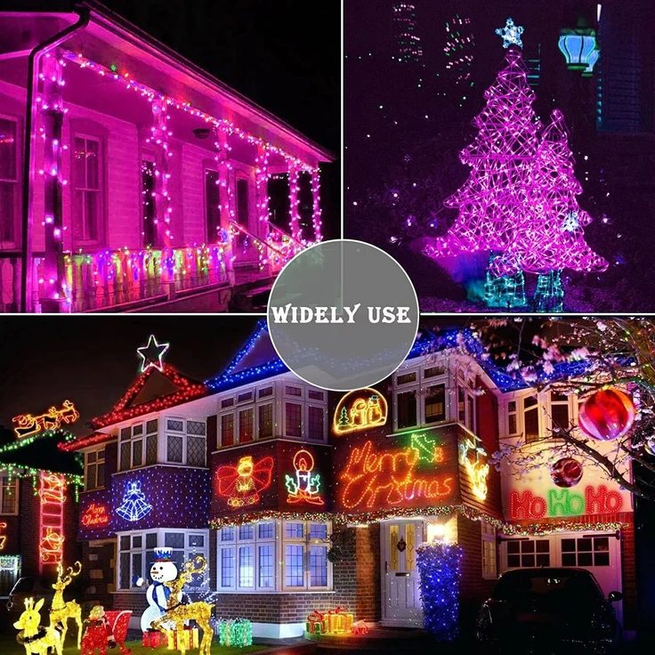 ABC LED-Lichterkette für Außenbereich, 2000 LED, rosa, 100 m, 8 Leuchtmodi – Bild 4