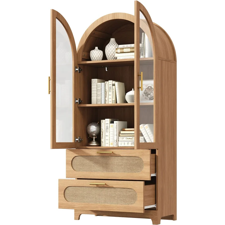 Vitrine 80x40x175 cm mit Glastüren, 3 verstellbaren Einlegeböden und 2 Schubladen – Bild 8