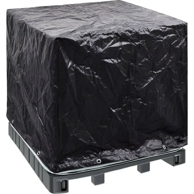 vidaXL Abdeckung mit 8 Ösen für IBC-Tank, Polyethylen schwarz, 100 x 116 x 120 cm