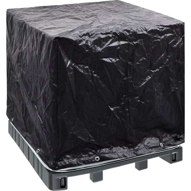 vidaXL Abdeckung mit 8 Ösen für IBC-Tank, Polyethylen schwarz, 100 x 116 x 120 cm – Bild 1