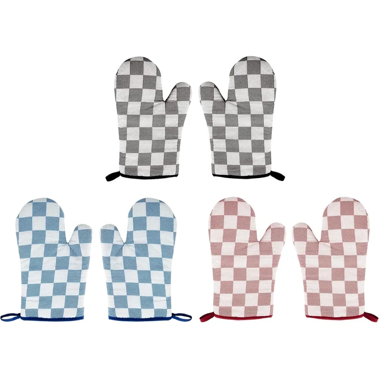 HIT Trading Topfhandschuhe TOPFHANDSCHUHE 1 Paar Karo aus 100% Baumwolle Ofenhandschuh 62 (Rot), Grillhandschuh Küchenhandschuh – Bild 2