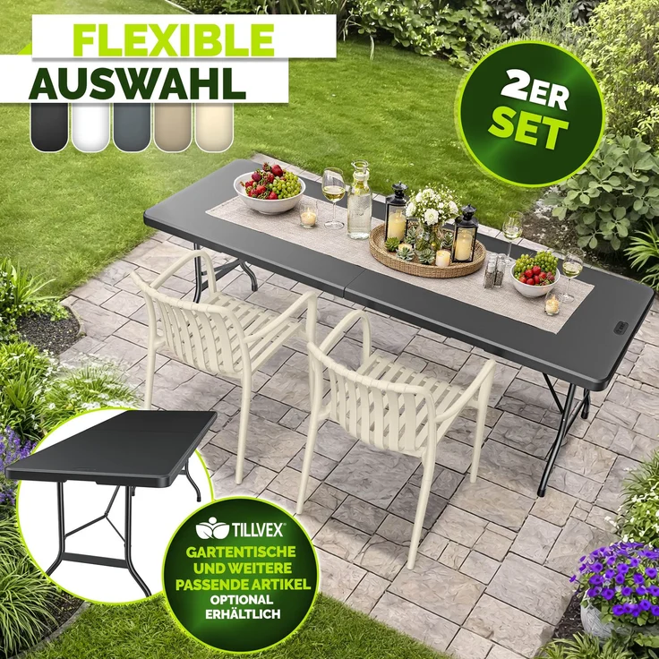 tillvex® Gartenstühle 2er Set Stapelbar Wetterfest mit Armlehne | Outdoor Stühle bis 120kg belastbar | Gartenstühle Outdoor | Terrassenstuhl Gartenmöbel Balkon Garten Terrasse – Bild 8