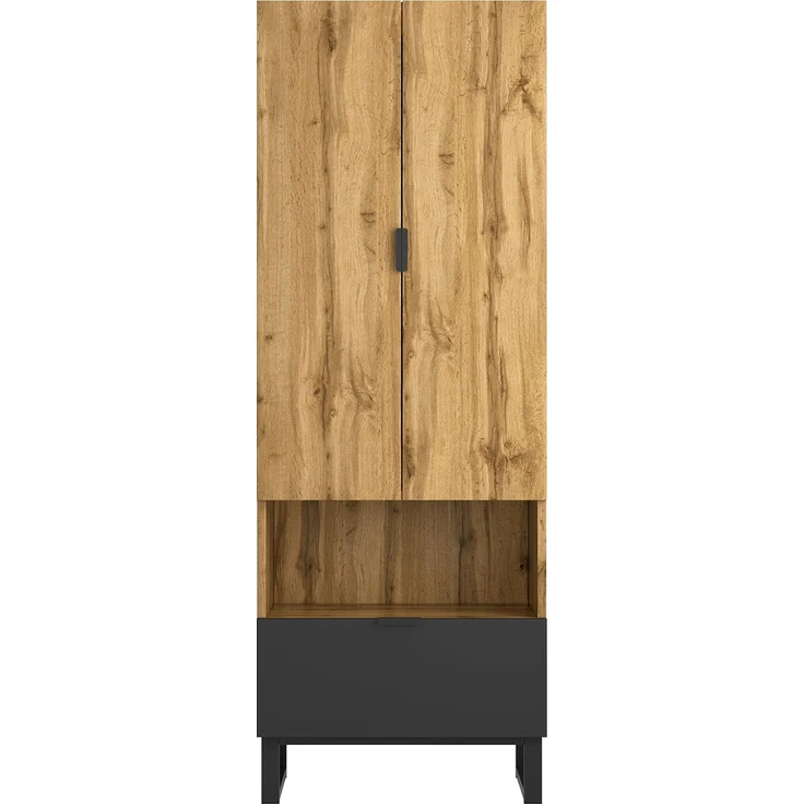 Garderobenschrank-1St, 1 Schubkästen, Ein Fach mit verstellbaren Einlegeböden,mit Kleiderstange--Natürlich--180x38x65cm--YOUDENOVA – Bild 7