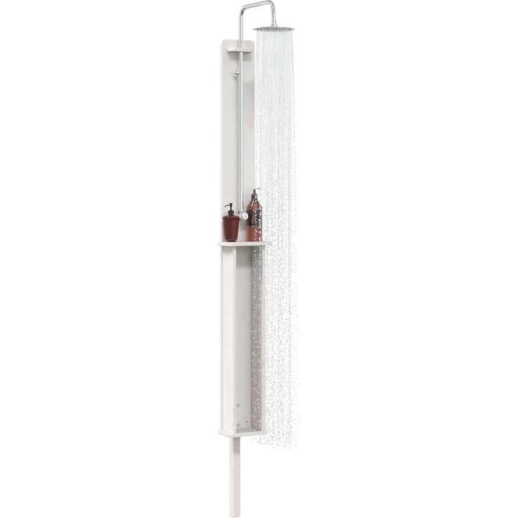 vidaXL Gartendusche 246 cm Massivholz Kiefer und Edelstahl Weiß 886353 – Bild 3