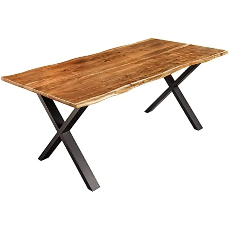 riess-ambiente Baumkantentisch MAMMUT NATURE 180cm braun / schwarz (Einzelartikel, 1-St), Massivholz · Metall · 2,5cm Tischplatte · X-Gestell · Industrial