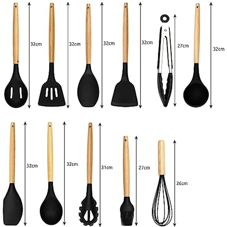 Ruhhy Kochbesteck-Set 12-teiliges Silikon Kochutensilien Kücehnutensilien Set (Spar-Set, 12-tlg, Spar-Set), spülmaschinenfest – Bild 2