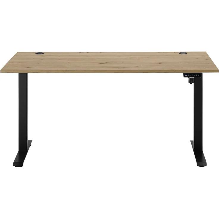 Elektro-Schreibtisch Gedankenplatz / Ben 3, Holzwerkstoff, Schwarz, Holzfarben – Bild 1