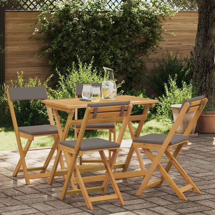vidaXL Außen Bistro-Stühle 4 stk. Natur und Dunkelgrau 42028098 – Bild 1