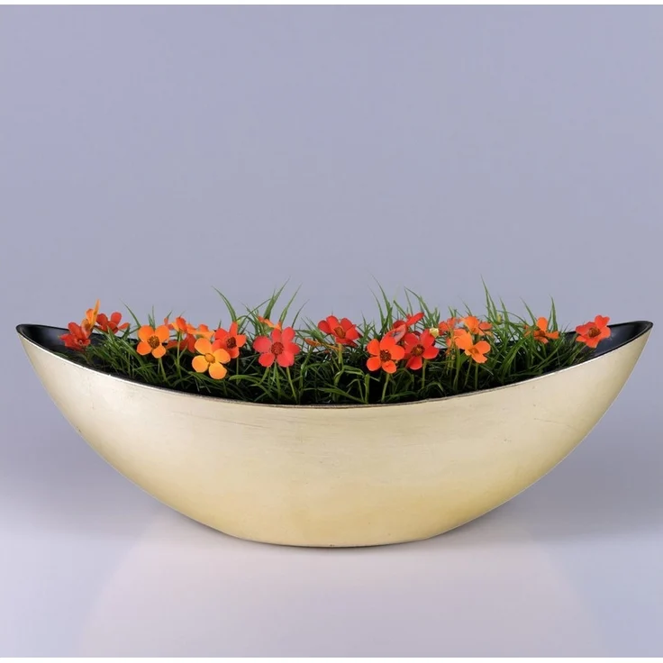 matches21 HOME & HOBBY Blumentopf Große Pflanzschale oval 39 cm für draussen Dekoschale champagner (1 St), Blumen-Schale als wetterfeste Friedhof-Schale Grab-Schmuck Grabschale – Bild 2