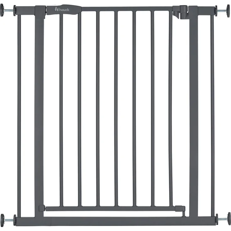 Hauck Treppenschutzgitter Türschutzgitter Open N Stop 2, für Breiten 75-80 cm, ohne Bohren, Einhändiges Beidseitiges Öffnen, Manueller Schließmechanismus, Metall (Dark Grey)