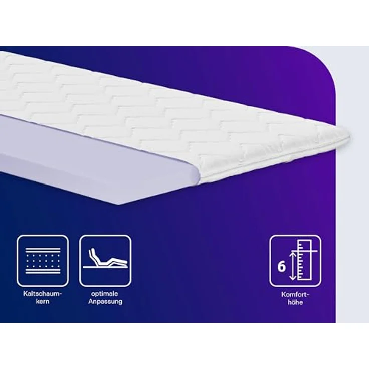 Traumnacht viscoelastischer orthopädischer Matratzentopper, mit Memory Foam Effek, Öko-Tex zertifiziert, 140x200 cm, produziert nach deutschem Qualitätsstandard – Bild 6