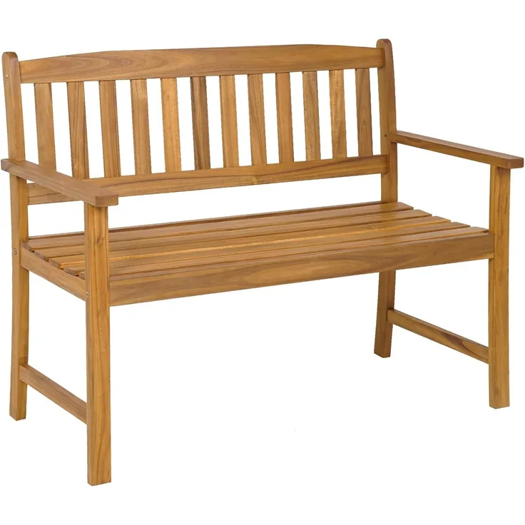 FANTASK Gartenbank Holz, Holzbank wetterfest, 2-Sitzer Sitzbank aus Akazienholz, Balkonbank bis 360 kg belastbar, 110 x 56,5 x 86 cm, Natur
