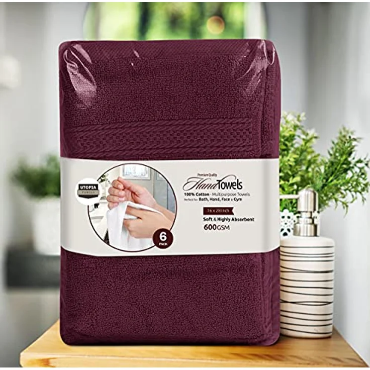 Utopia Towels Premium-Handtücher in Burgunderrot, 100% gekämmte, ringgesponnene Baumwolle, ultraweich und sehr saugfähig, 600 g/m², extra große Handtücher 40,6 x 71,1 cm, Hotel- und Spa-Qualität, 6 – Bild 9