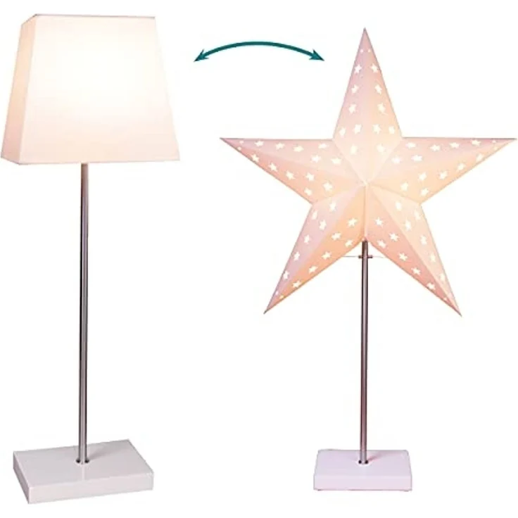 Stern-Tischleuchte "Leo", Holzfuß, E14, 65 cm – Bild 1