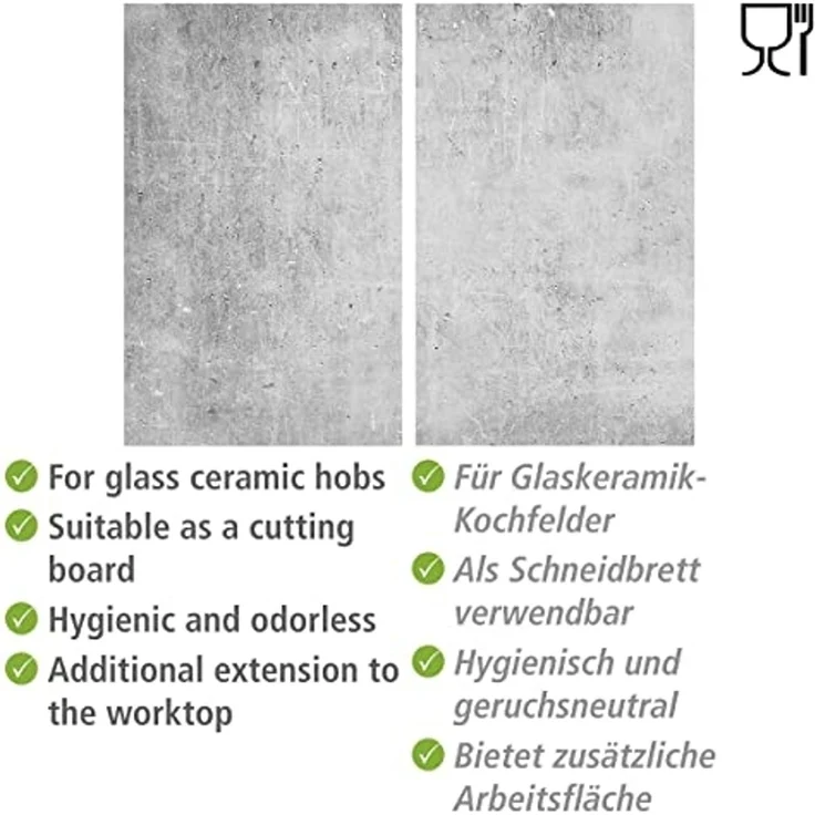 WENKO Herdabdeckplatten-Set BETON BHT 30x. 80x52 cm grau – Bild 3