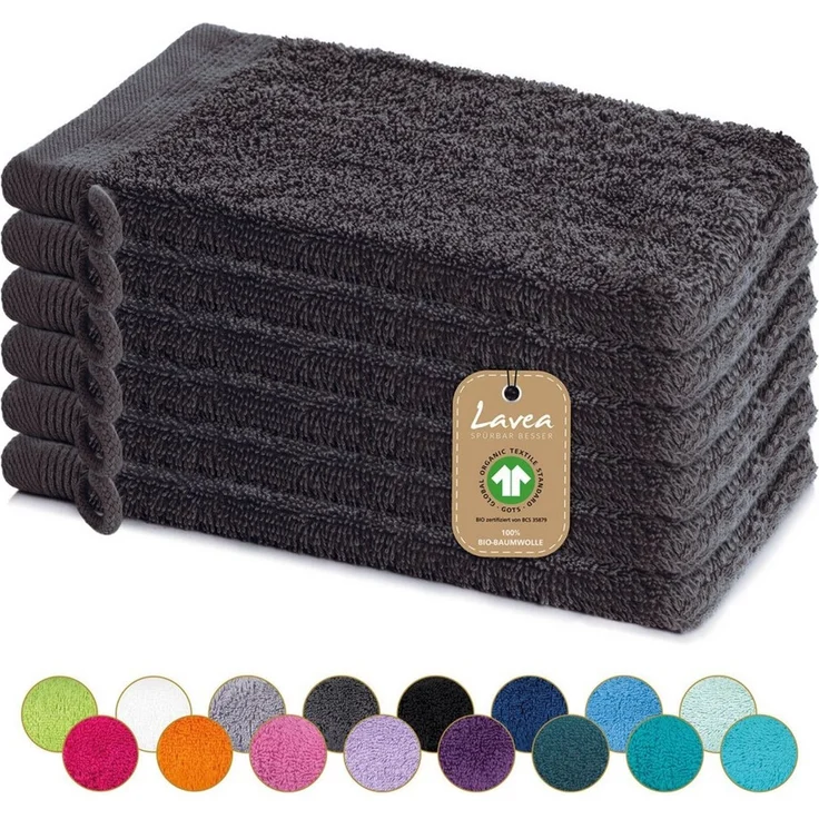 Lavea Waschhandschuh Bali, 16x22cm aus 100% Bio-Baumwolle, einzigartig weiche Waschhandschuhe mit Aufhänger (Set, 6-St), hochwertige und nachhaltige Premium Waschlappen - schonende Reinigung – Bild 1