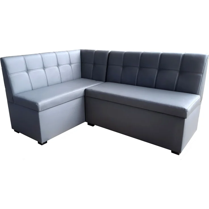 Rodnik Eckbank "Komo", Sitzbank, Grau, gepolstert, kurzer Schenkel Links, Kunstleder, Stauraum, Truhenbank, 167cmx121cm – Bild 1