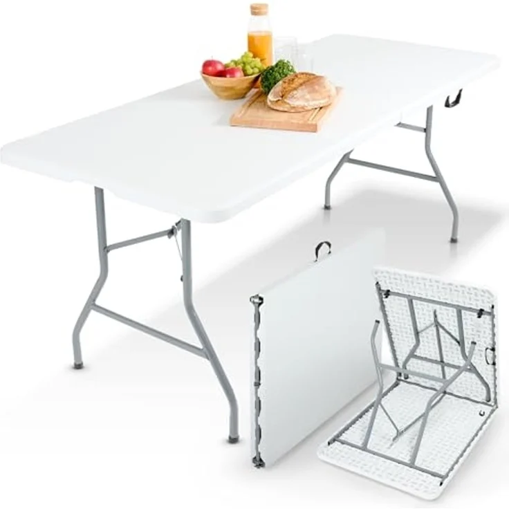 Arebos Klapptisch 182 x 74 x 74 cm Campingtisch Partytisch Gartentisch Buffettisch – Bild 1
