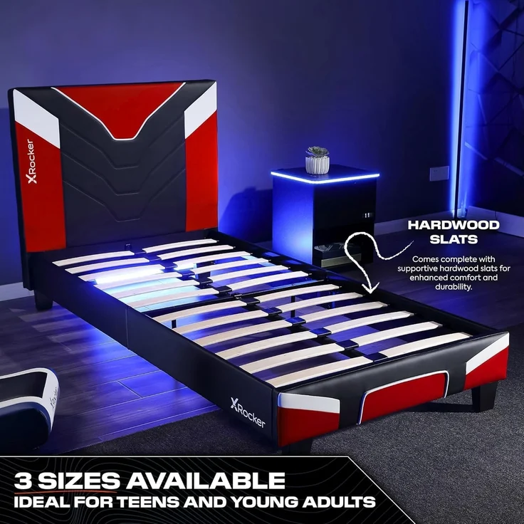 X Rocker Cerberus MKII Gaming-Bett für Kinder & Jugendliche - schwarz/rot/weiß, 90x190 cm – Bild 6