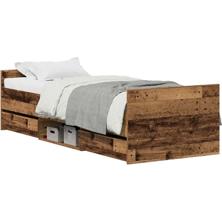 vidaXL Bettrahmen mit Kopfteil Altholz 193 x 78 x 50 cm Holzwerkstoff 3329306 – Bild 2
