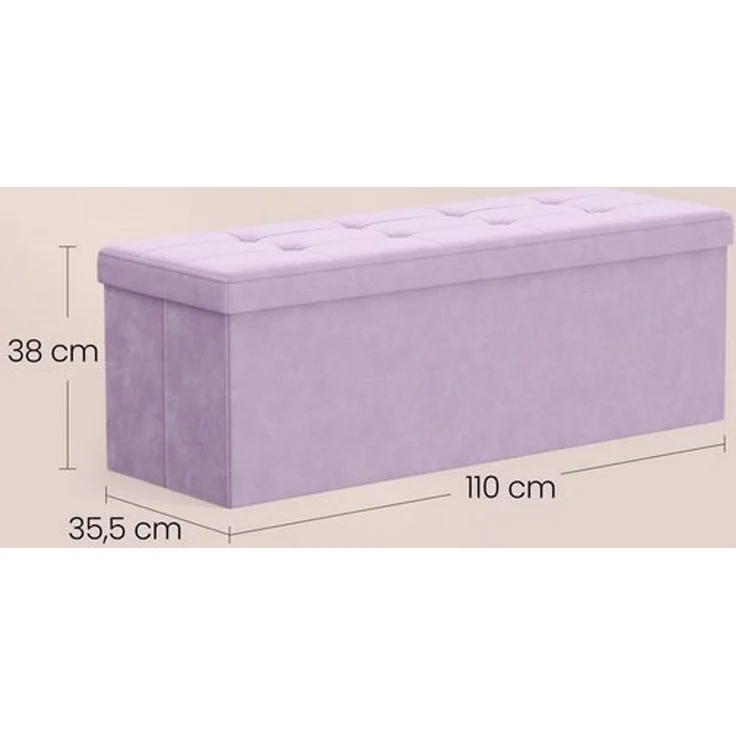 SONGMICS Sitzbank mit Stauraum, klappbare Sitztruhe, 38 x 110 x 38 cm, Bettbank, bis 300 kg belastbar, für Flur, Wohnzimmer, Schlafzimmer, lavendellila LSF277P01 – Bild 3
