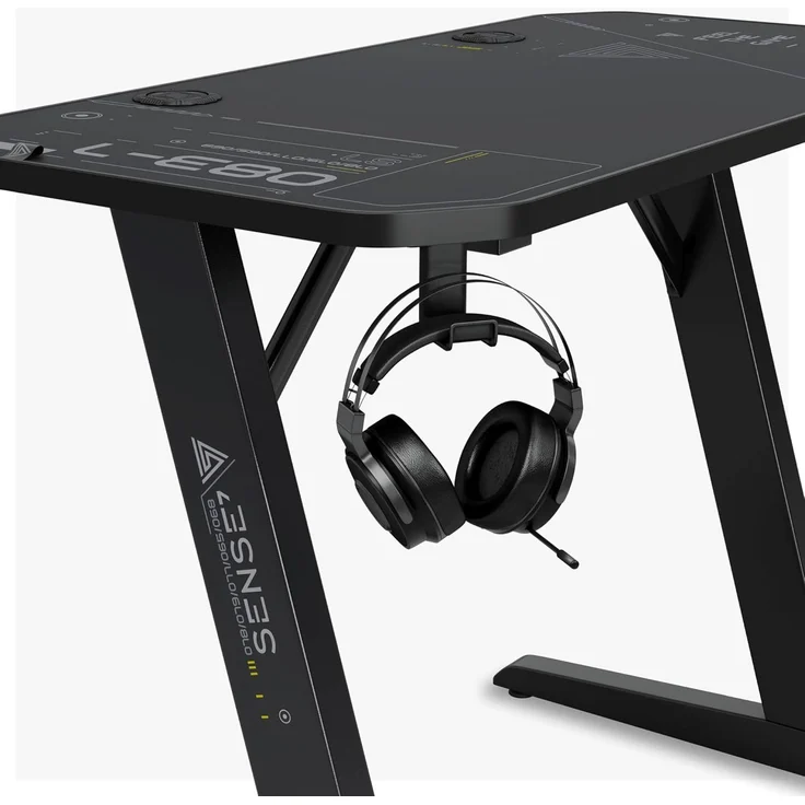 SENSE7 Schreibtisch Nomad Cybernetic, Gaming Tisch 120x60, PC Tisch mit Kopfhörerhaken, Getränkehalter, Controller Halter, Gaming Computertisch mit Kohlefaseroberfläche, Ergonomischer Gaming Desk – Bild 9