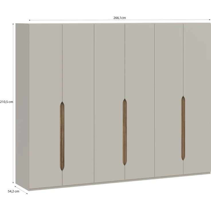 Drehtürenschrank >EDWAL< in sandfarbig / Mauvelle Eiche Dekor - 266,1x210,5x54,2cm (BxHxT) – Bild 3
