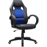 Songmics Racing Stuhl Bürostuhl Gaming Stuhl Chefsessel Drehstuhl PU, schwarz-blau, OBG56L