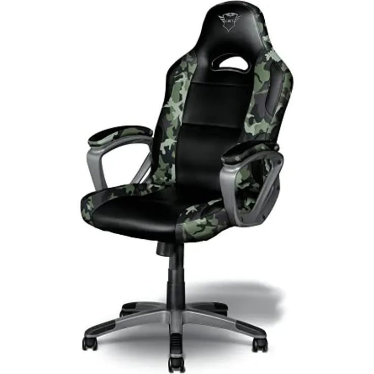 Trust Gaming GXT 705C Ryon Gaming Stuhl, Ergonomischer Bürostuhl (Rundum drehbar (360°), Gasdruckfeder der Klasse 4, Kippsitz mit Arretierungsmöglichkeit, Robuster Holzrahmen) Camo Grün