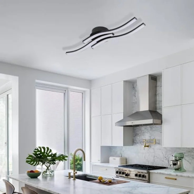 Goeco LED Deckenleuchte 18W, Modern Schwarze LED Deckenlampe mit 3 LED-Lichtleisten 6500K Kaltweißes Licht, LED Lampe Deckenbeleuchtung für Schlafzimmer Wohnzimmer Flur Küche – Bild 10