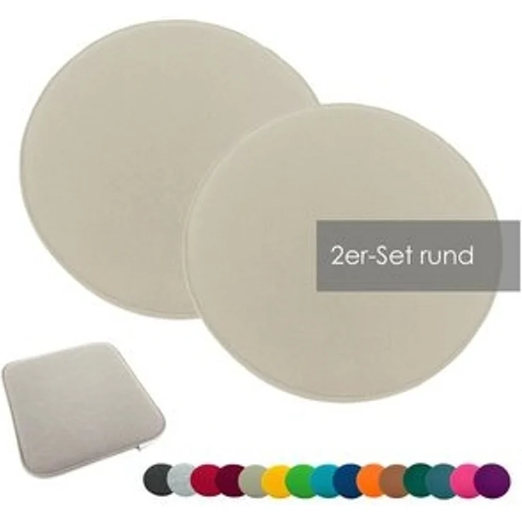 heimtexland ® Sitzkissen Set Filz Stuhlkissen Stuhlauflage Filzkissen Stuhl Polster Kissen Typ631 2er Set 35 cm Rund Sand – Bild 6