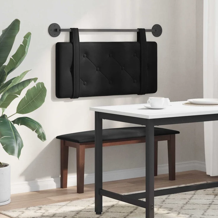 vidaXL Hängendes Kopfteil Schwarz Samt 5 x 90 x 55 cm – Bild 4