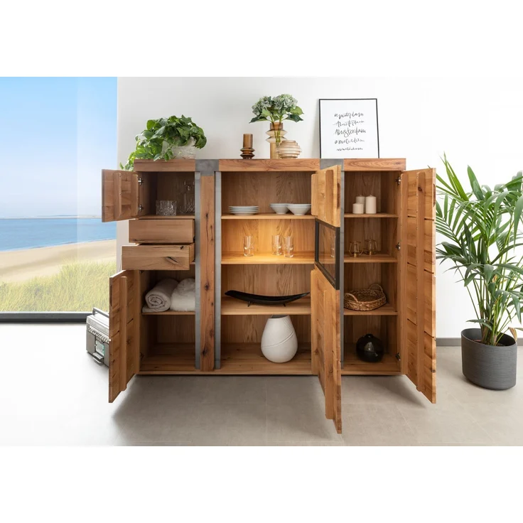 Highboard Wildeiche / Zerreiche 160x45x142 natur NEW AMSTERDAM #07 – Bild 4