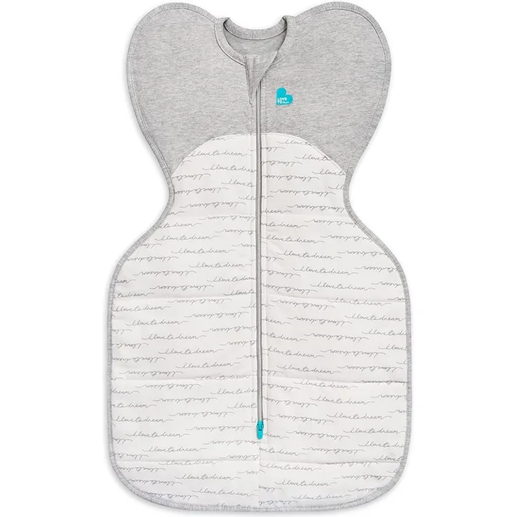 Love To Dream Pucksack, Baby Erstausstattung, ideal für kühle Temperaturen (16-20°C), Arme hoch Position, zweiweg-Reißverschluss für einfaches Windelwechseln, Schlafsack Weiß, Klein (3,5–6 kg)