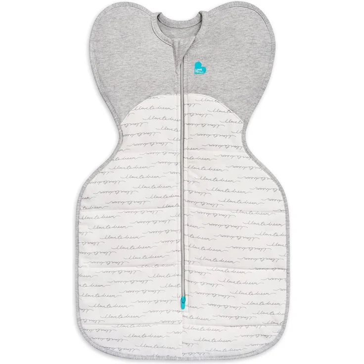 Love To Dream Pucksack, Baby Erstausstattung, ideal für kühle Temperaturen (16-20°C), Arme hoch Position, zweiweg-Reißverschluss für einfaches Windelwechseln, Schlafsack Weiß, Klein (3,5–6 kg)