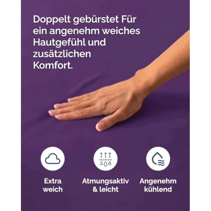 Spannbettlaken 120x190 cm Violett - 30cm (12") Tiefe Tasche - Premium Mikrofaser Spannbetttuch - Weich, Knitter- und Bügelfrei - Atmungsaktiv, Hypoallergen und Oeko-TEX Standard 100 Zertifiziert – Bild 5