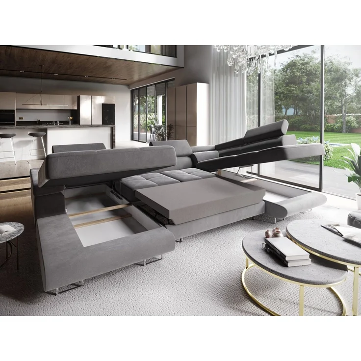 Masseno Ecksofa CASONE mit Schlaffunktion U-Form, Sofa mit Bettkasten – Bild 3