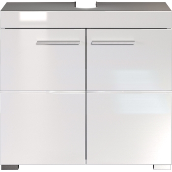 Unterschrank Waschbecken Trendteam Badezimmer Waschbeckenunterschrank Amanda 60 Cm Weiß Hochglanz Asteiche Nachbildung 139330107 Waschbeckenunterschrank Schubladen